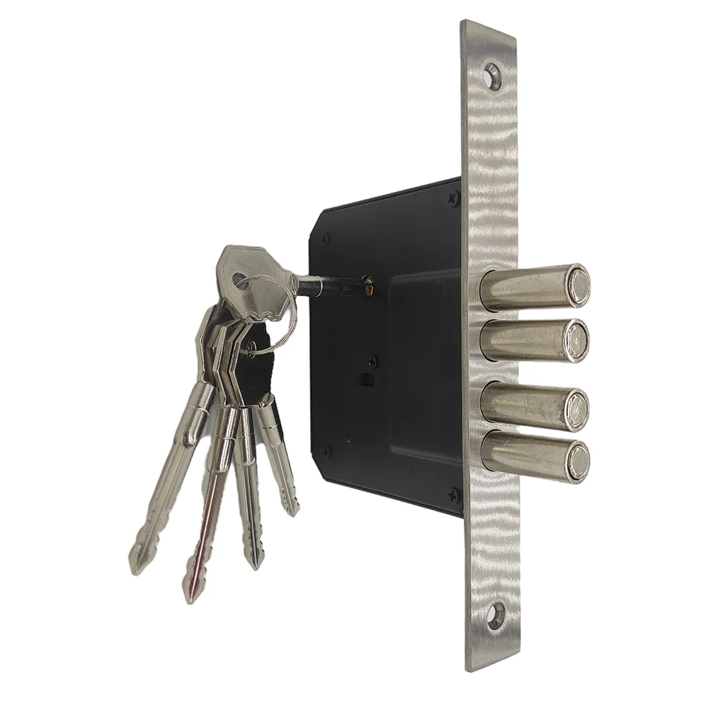 high anti-theft iron euro standard four round bolt security door mortise lock with cross key