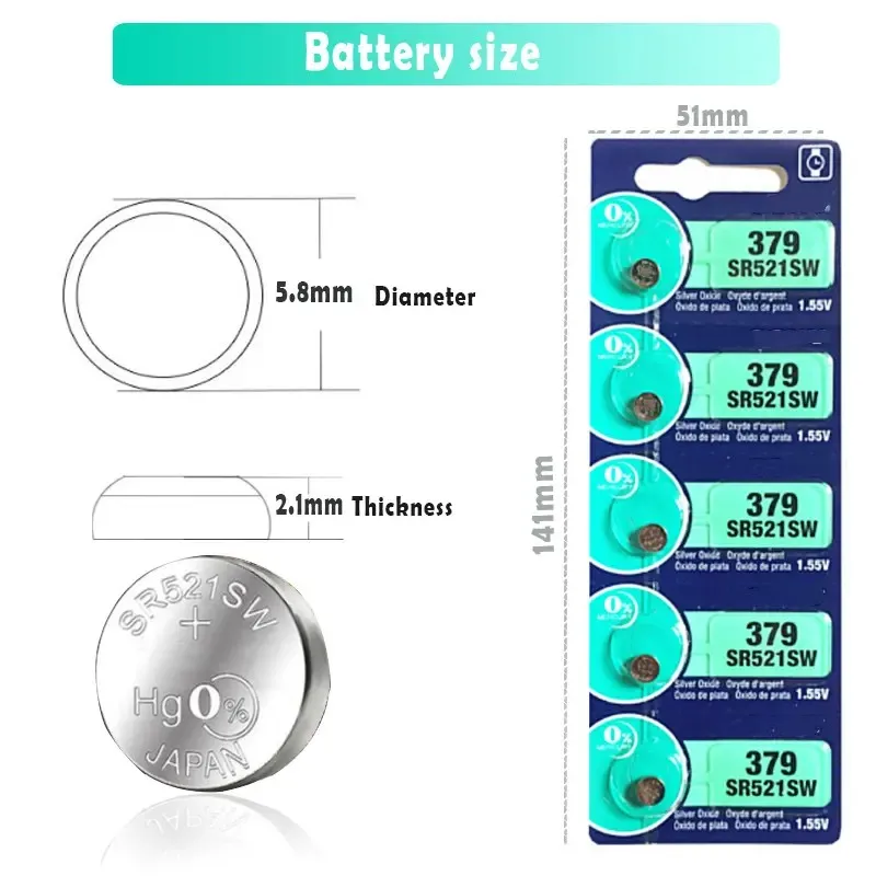 wholesale price hot seller silver oxide button cell 1.55V SR521SW 379 AG0 watch batteries for sony maxell