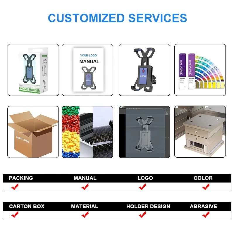 ODIER 2022 support customized adjustable abs silicon multifunctional universal scooter auto-locking phone holder