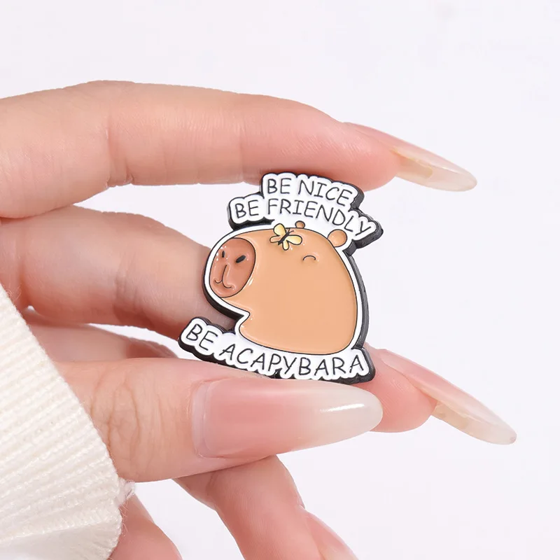 Wholesale OEM/ODM Custom Collar Accessories Cute Capybara-Shaped Cartoon Animal Playful Corsage Badge Hat Pins for Caps