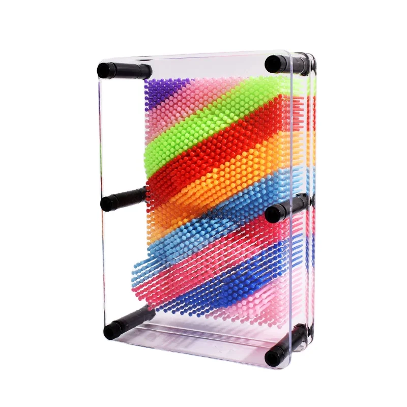 New popular novelty 3d pin art toys in rainbow colors Creative unique plastic pin art boards for kids