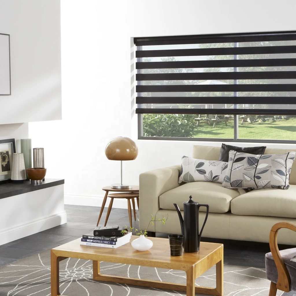 Remote Control Zebra Blinds Fabrics For Sale In China Blackout Cordless Shade Automation Wifi Indoor Zebra Roller Blinds