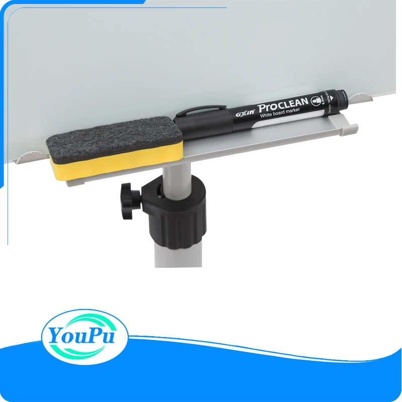 Factory Custom Mobile Flipchart With Wheels Magnetic Glass Board Round Tubular Base Of Heavy Duty Steel For School Office