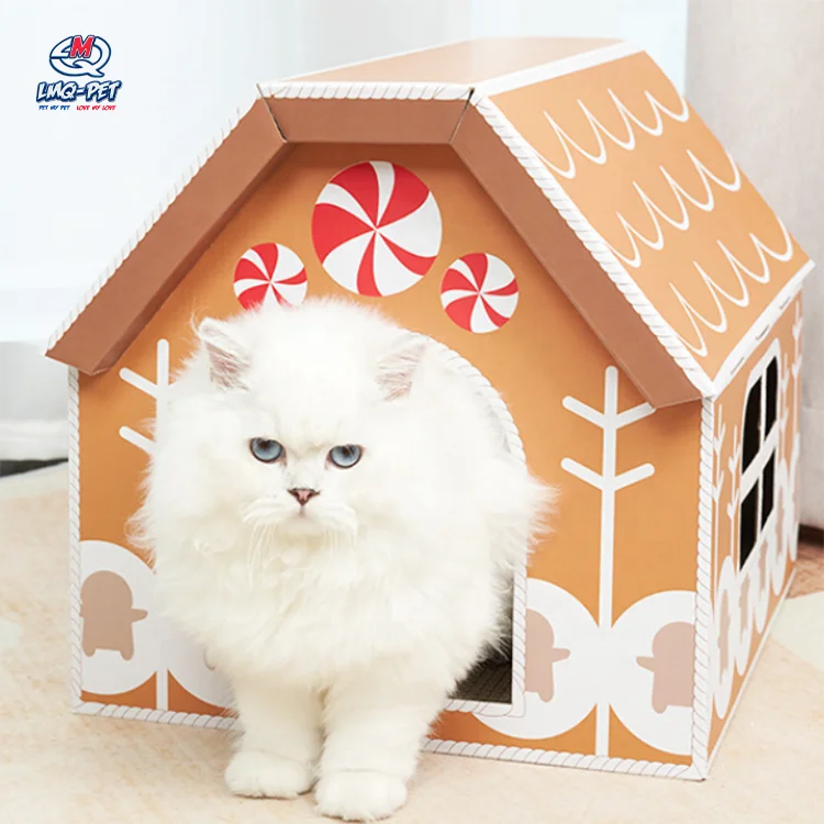 Кошка большая домашняя Роскошная бумажная кошачья Когтеточка картонная Рождественская покрывало из гофрированной