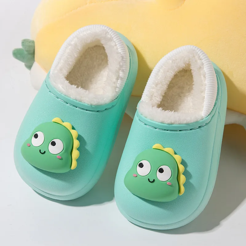 Hot selling children boys girls kids winter plush unicorn slipper with waterproof cute cartoon design