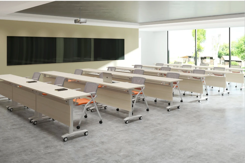 Folding Training Table And Chair Combination Conference Table Double Tutoring Class Study Desk Long Table Office Movable Desk