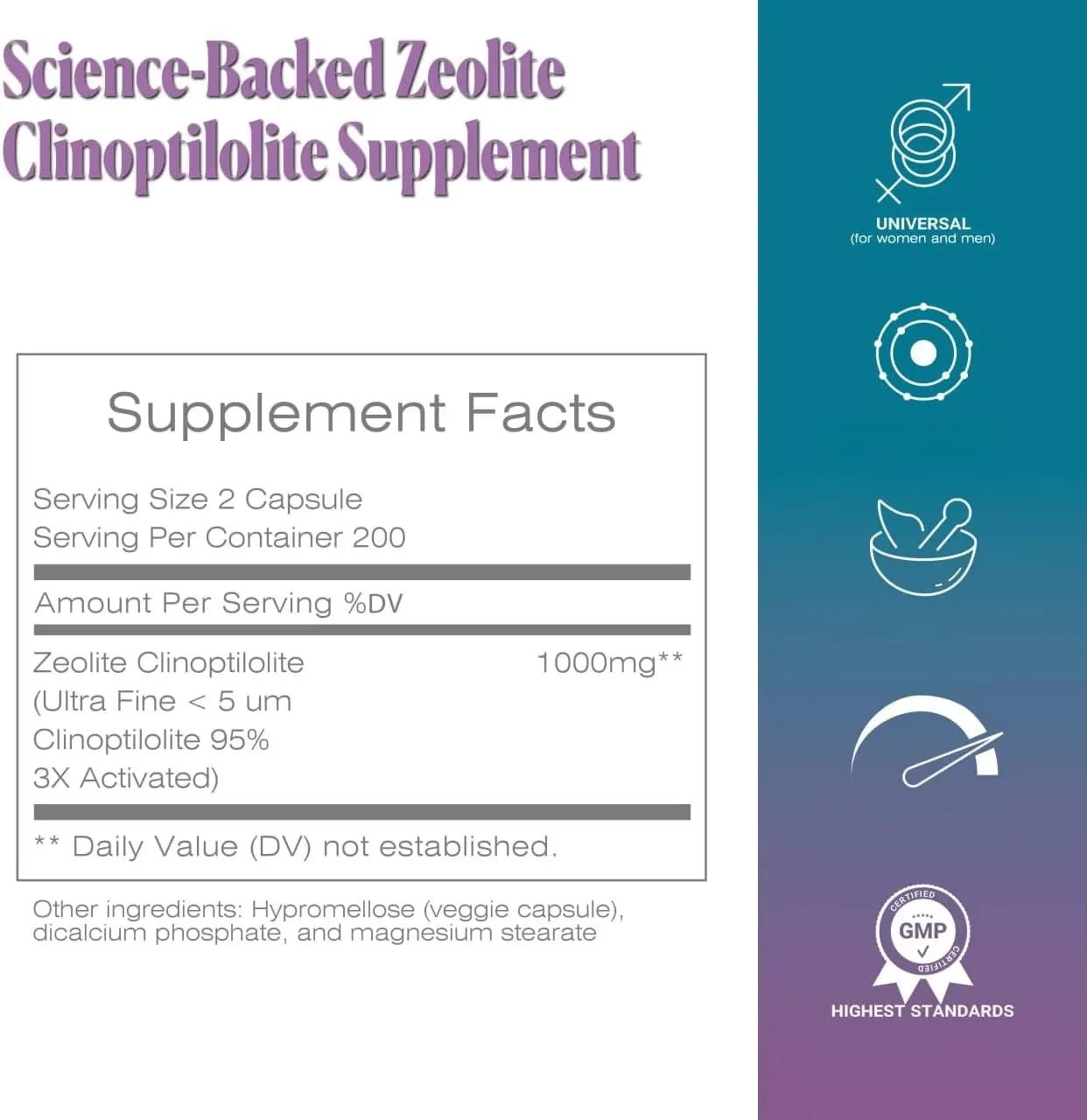 Premium Quality Dietary Supplement Vegetarian Capsules Organic Zeolite Detox Capsules Zeolite Supplement