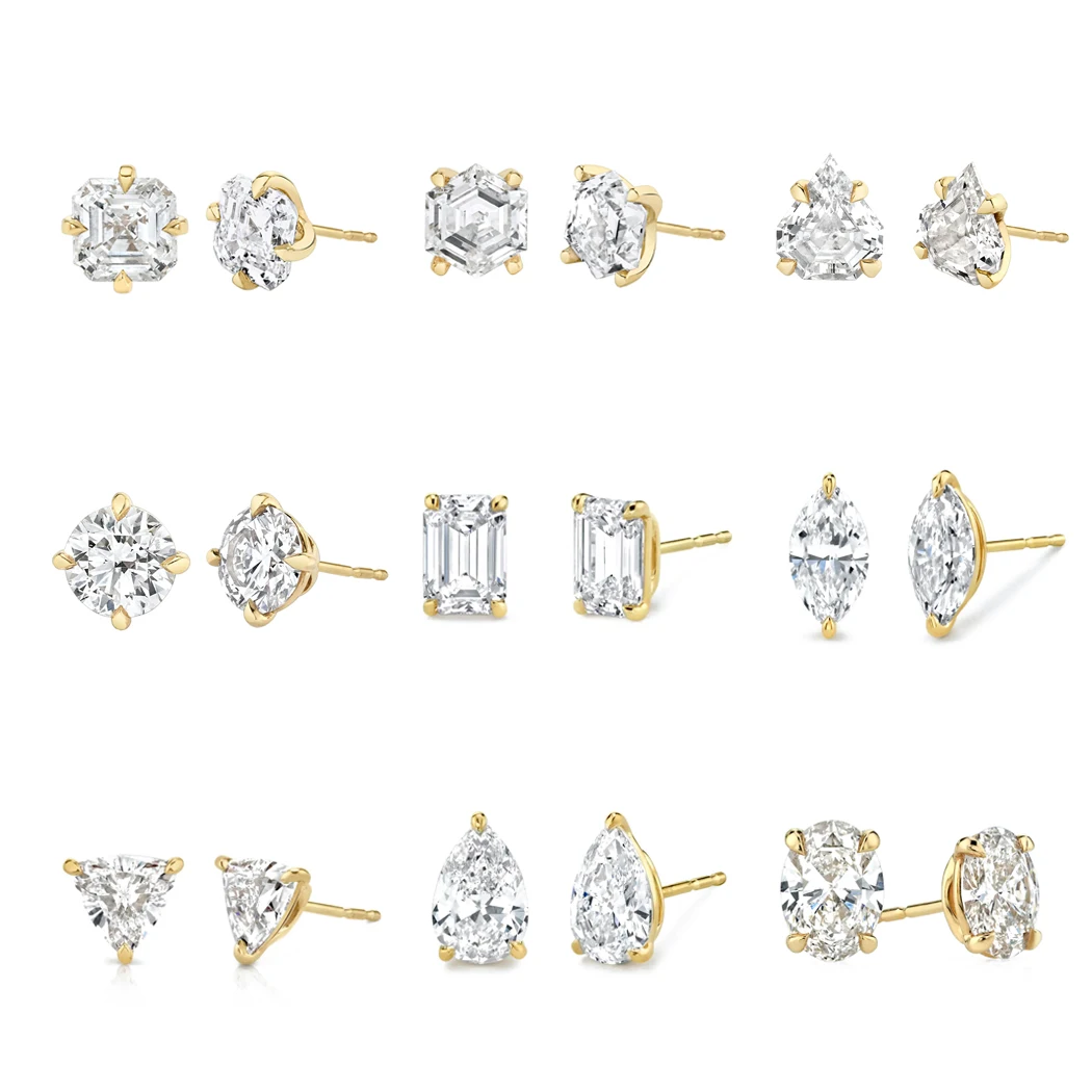 Slovehoony Minimalist 18K Gold Plated Jewelry Hypoallergenic 925 Silver AAAAA Zircon Stud Earring