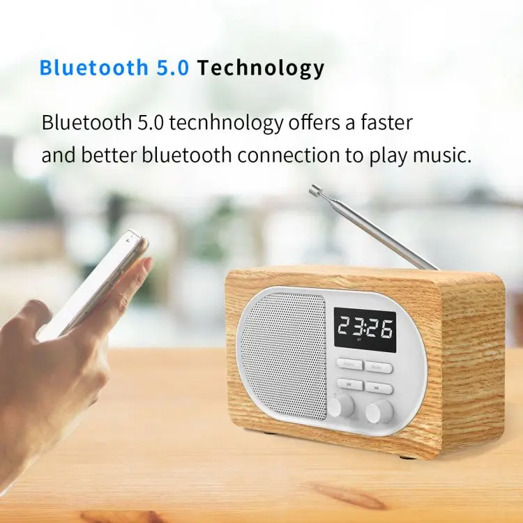 Desktop FM Alarm Clock BT 5.0 Wireless Speaker