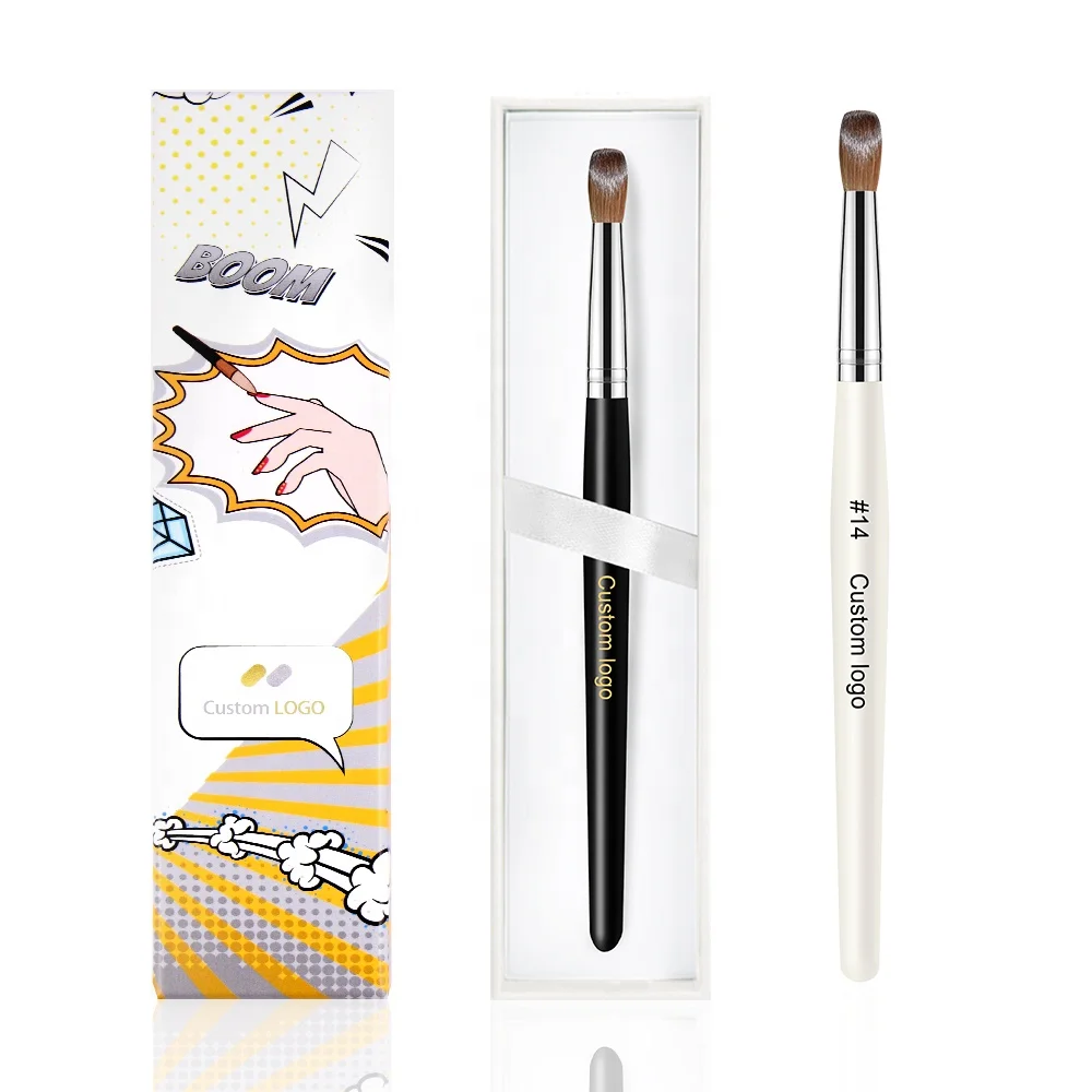 Top Quality New Nail Brush White Black Wood Custom Private Label Sable Kolinsky Acrylic Nail Brush Crimped Round #8 10 12 14 16