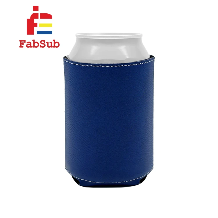 leather can cooler blank colorful printing laser leatherette beverage holder for custom design