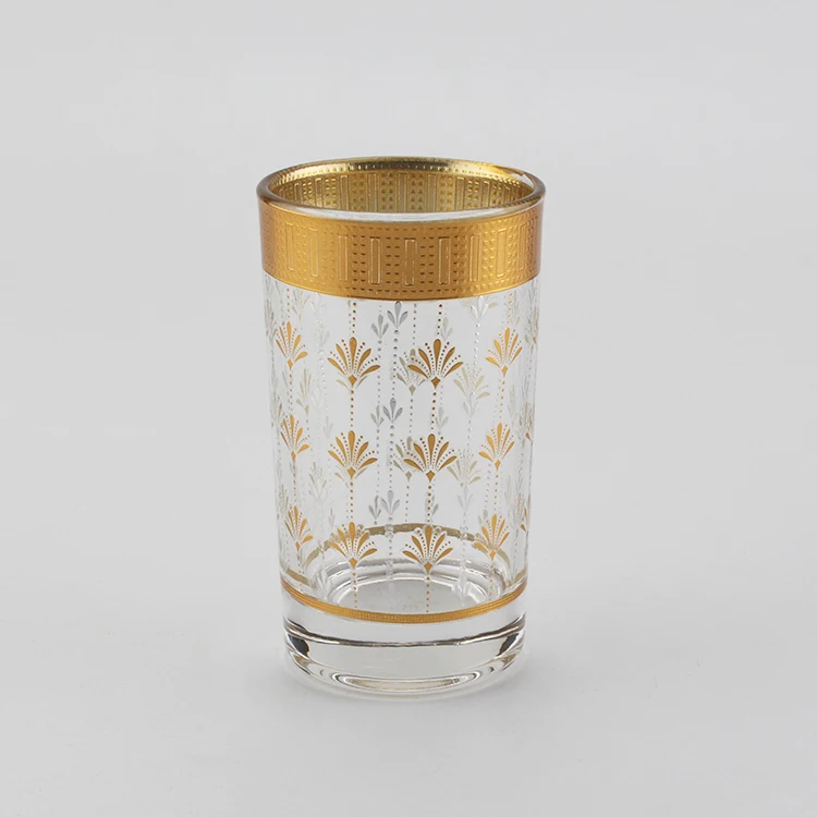 New Hot Selling  5OZ Glass Tumbler customized Moroccan Tea Cup Sets With Handmade Decal Water Glass Set islamic tea set