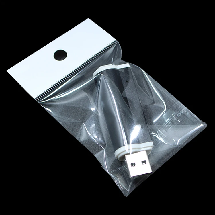 Transparent round hole opp header polybags with self adhesive
