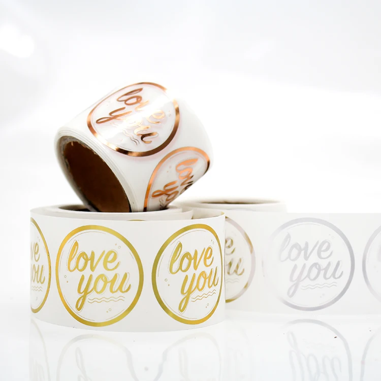 Custom Roll Transparent Sticker Rose Gold Foil Packaging Thank You