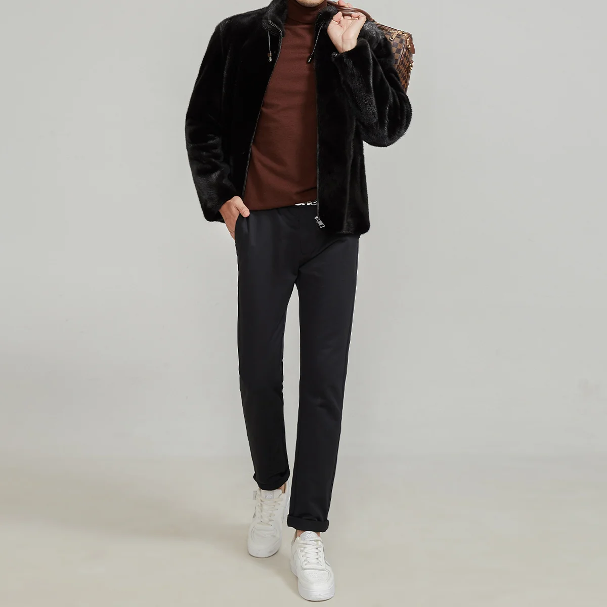 Winter Luxury Leather Man Mink Fur Jacket Coat Winter Jacket For Women