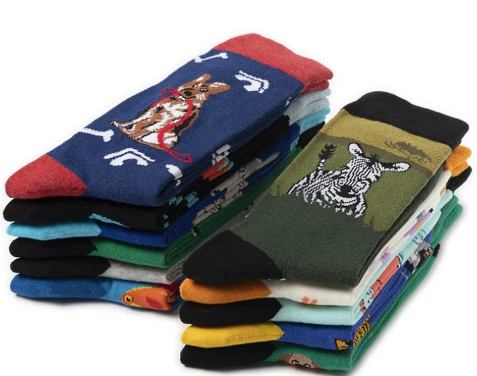 Creative Cotton Animal Cartoon Logo Men Women Tube Socks Skateboard Casual Socks