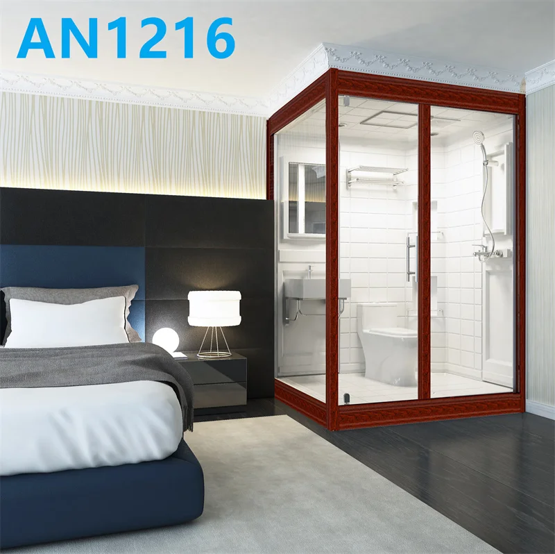 AST Tiles Image Portable Complete Cabin Set Pull Room Sliding Glass Door Handles Shower Cubicle Toilet