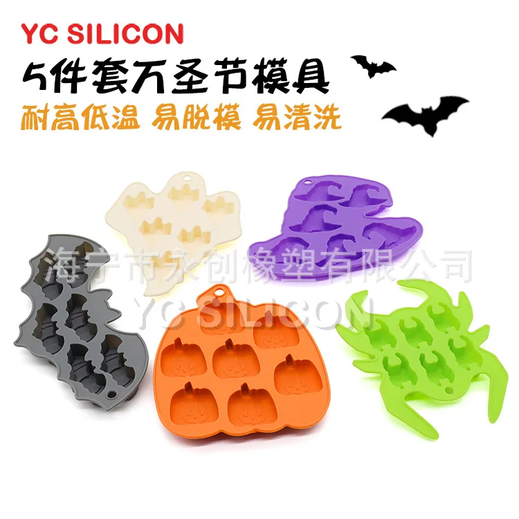 pumpkin halloween bat spider chocolate bar mold silicone cake mold baking utensils kitchenware