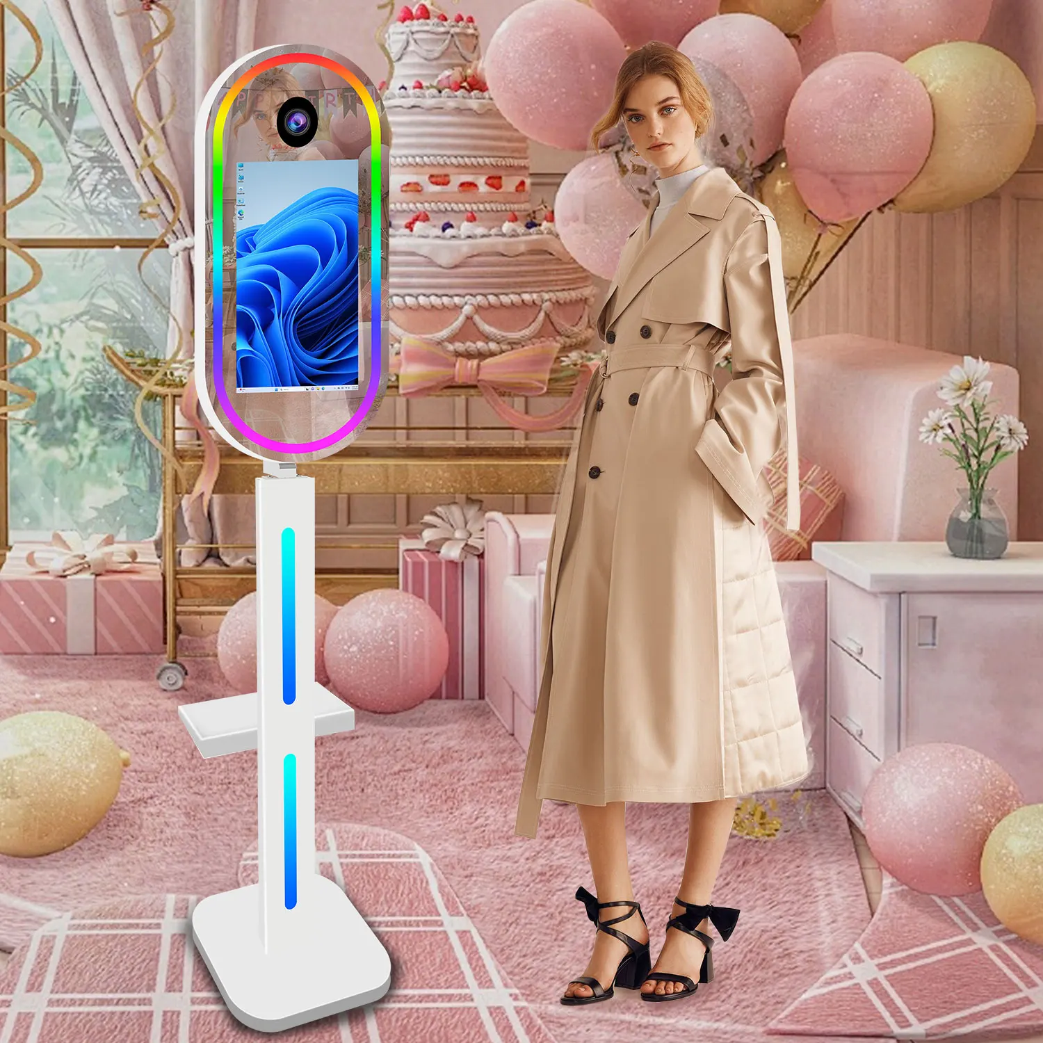Flamboyant 15.6 Inch Magic Mirror Photo Booth And Machine Light Weight With Selfie Photo Booth Snap Photo