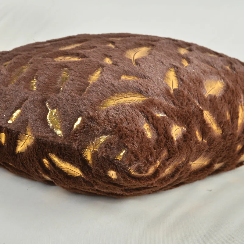 Wholesale Faux Fur Gold Feathers Gilding Throw Cushion Cover Soft Plush Fuzzy Cozy Home Decor Pillow Case 18x18 Inch For Sofa