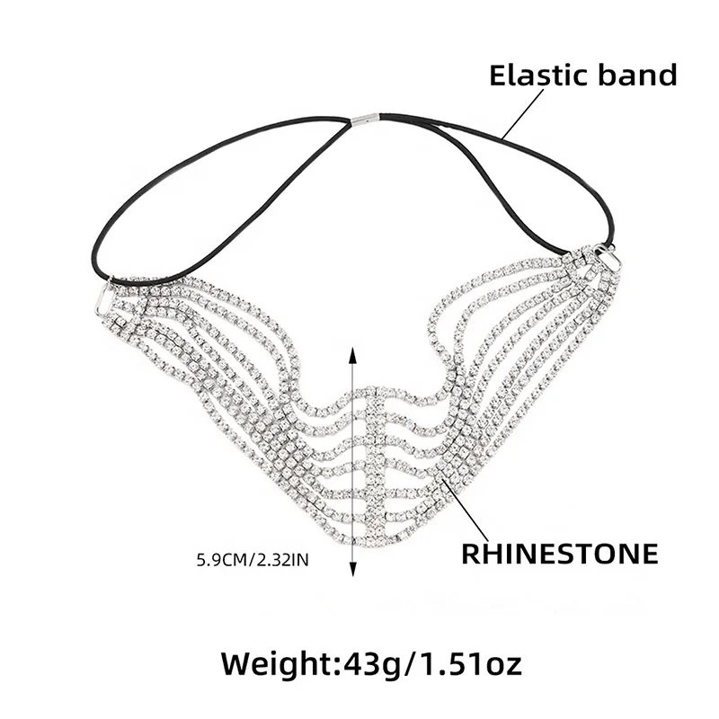 Women Luxury Shiny Wide Diamond Hairband Crystal Sparkly Elastic Headband Bride Bling Rhinestone Wedding Hair Accessories