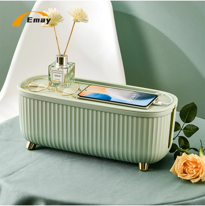 Plastic Desktop Storage Box with Lid USB Cable Wires Management Socket Sleeve to Hide Wires Cables for Home Office