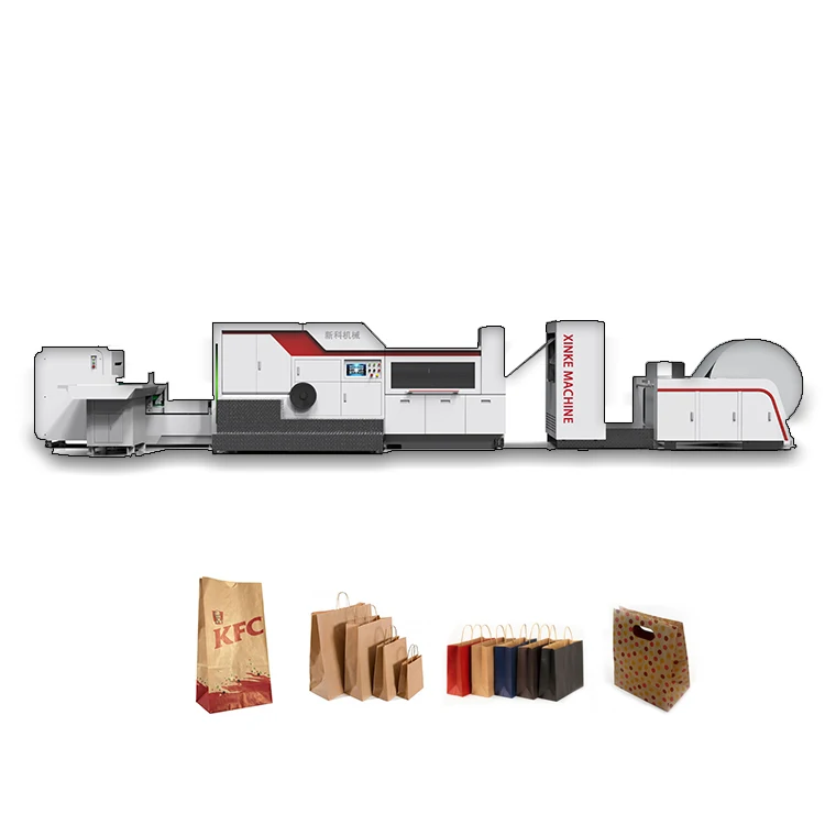 Cheap recycles  Logo Printing Shopping Packaging Brown Kraft Automatic Square Bottom Paper Bag Making Machine