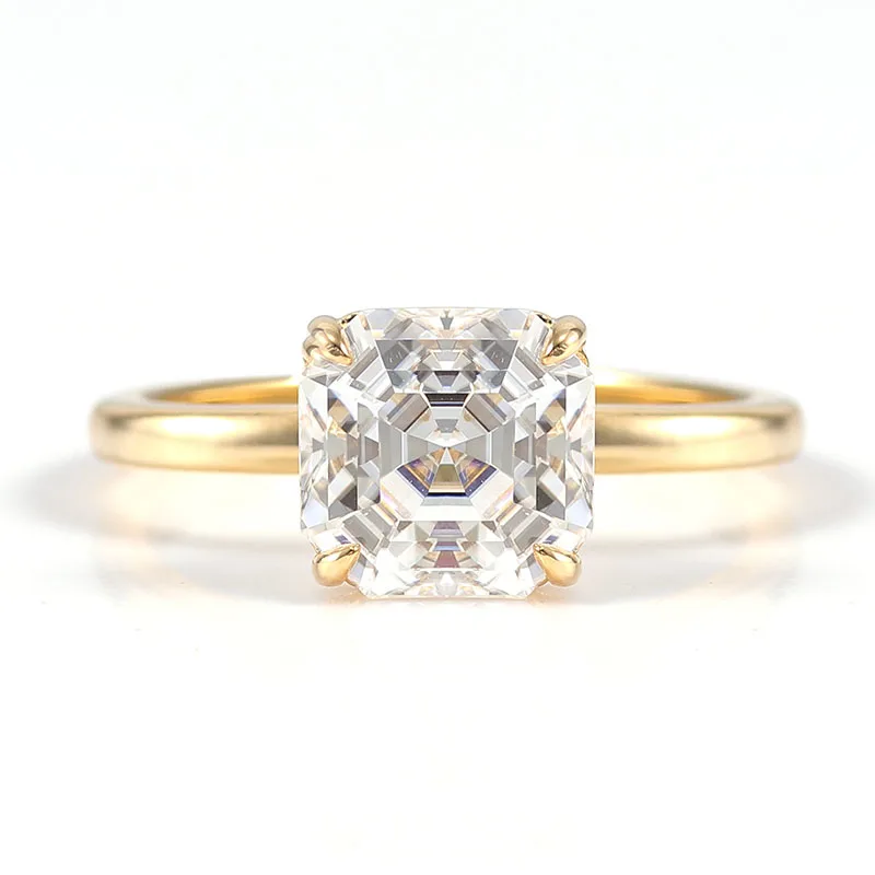Solitaire Ring Double Paws D Color 1 Carat Asche Moissanite Ring Classic Style 92 Sterling Silver Plated 18k Gold Ring