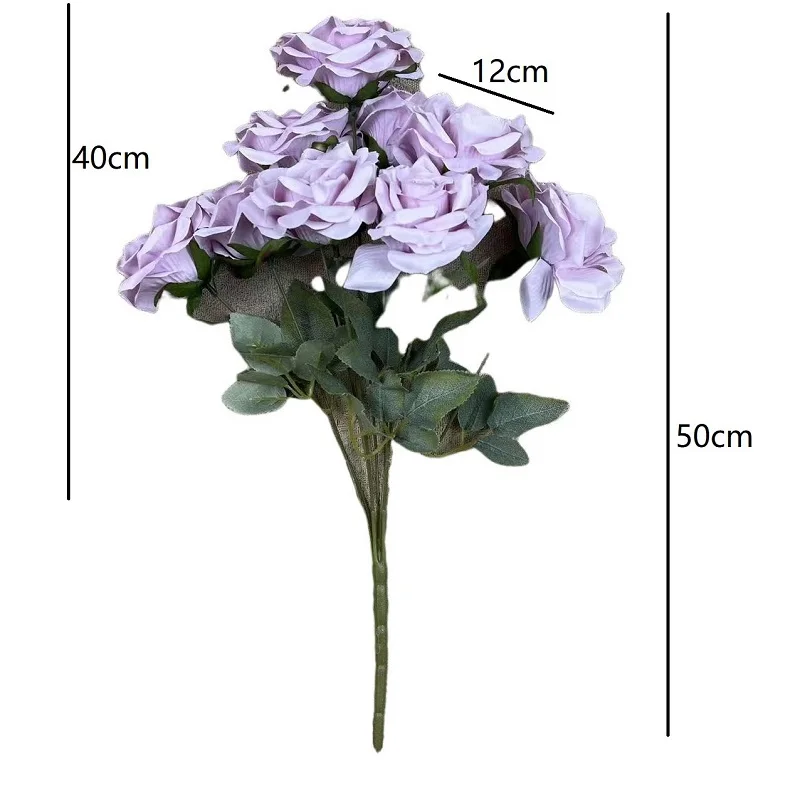 European Style 9 Heads Diamond Roses Wedding Hotel Decoration Leads Rose Flower Bouquet Artificial Flowers