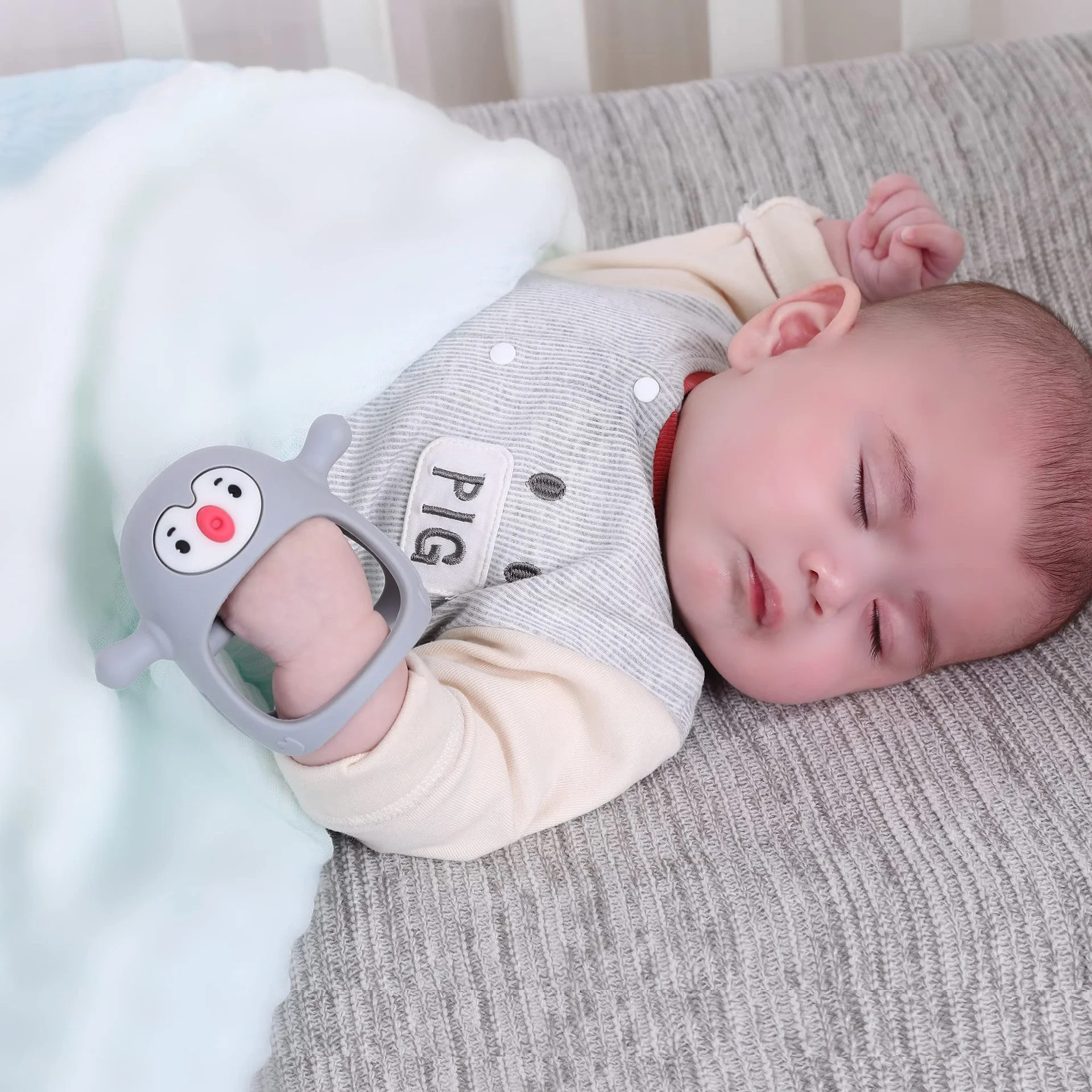 Лидер продаж на Amazon детский Прорезыватель для зубов в форме животного 360 силиконовая Игрушка-прорезыватель детей 0-6 месяцев детская