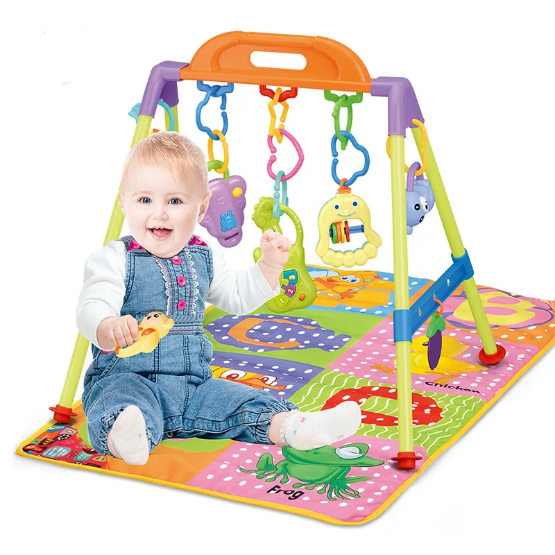 HW Toys 2023 New Baby & Toddler Activity Educational Pedal Fitness Carpet Gym Rack Music Bed Bell Rattle Infant Play Mat Toy