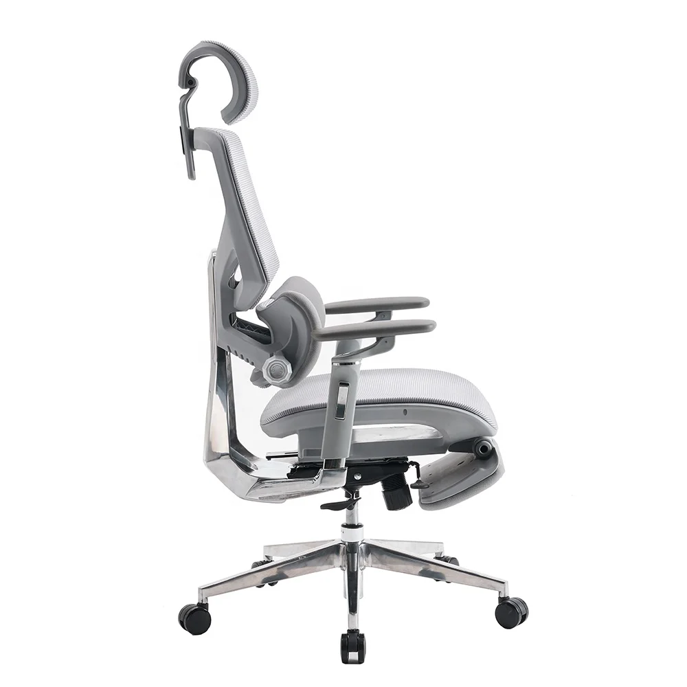 Wholesale Mesh Office Chair Aluminum Base Reclinable Ergonomic Chair For Office With Footrest