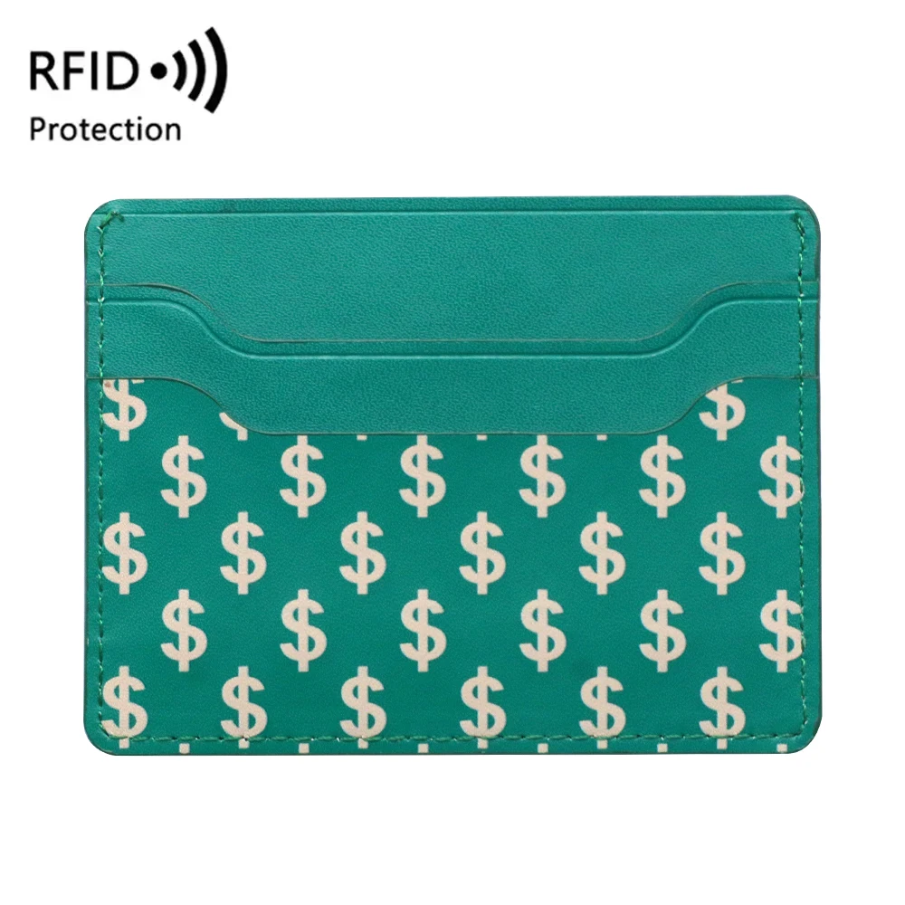 Customized Man Women Leather Purse Minimalist pu Leather Wallet Slim RFID Blocking Cardholder Fashionable ID credit card holder