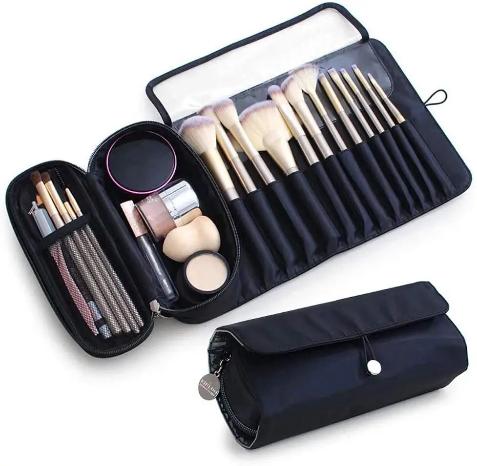 Portable Makeup Brush Organizer Bag for Travel Cosmetic Roll up Case