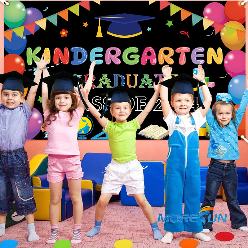 Hot sale 2024 kindergarten scene layout background cloth Graduation themed party wall upholstery