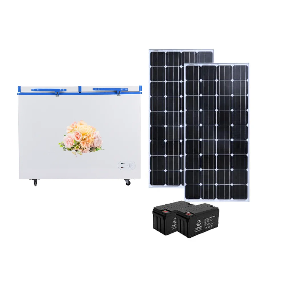 Hot sales in Africa 24v All In One Solar freezer solar powered 358 litres double door practical appilance