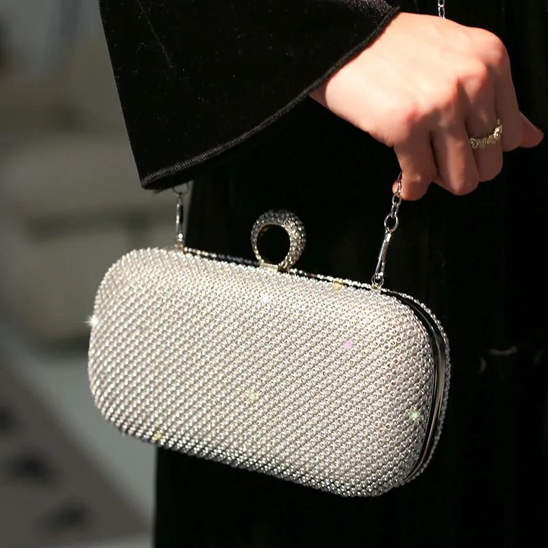 Shiny Bling Gold Silver Rhinestone Handbag Wedding Luxury Women Ladies Evening Bag Rhinestone Clutch Crystal Purses Handbag