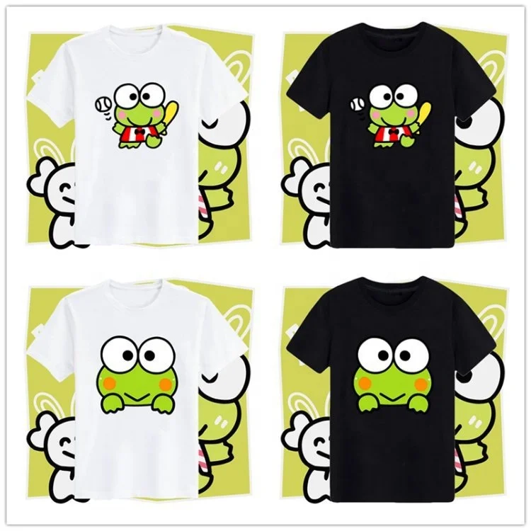 Sanrioed Big Eye Frog keroppi clothes T-Shirts Tees T Shirt cute Summer Clothes For Women Y2k Girls Anime Female Clothing Tops