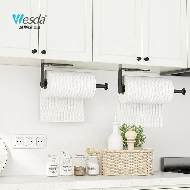 WESDA Hotel Restaurant Kitchen Modern Paper Roll Holder Easy Tear Wall Mount Adhesive Under Cabinet Paper Towel Holder