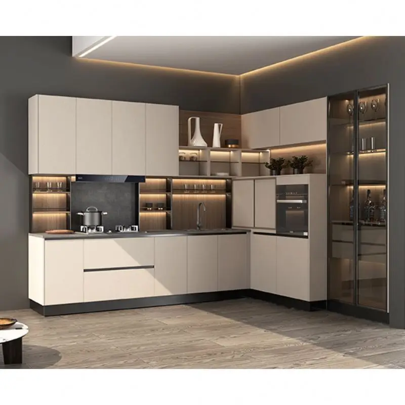 Modern Handleless Matte Gloss 2 pac Finish Kitchen Cabinet Furniture Home Kitchen Big Island Designs
