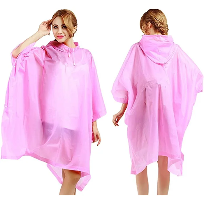 New Fashion EVA Women Poncho With Hat Ladies Waterproof Long Raincoat Adults Rain Coat