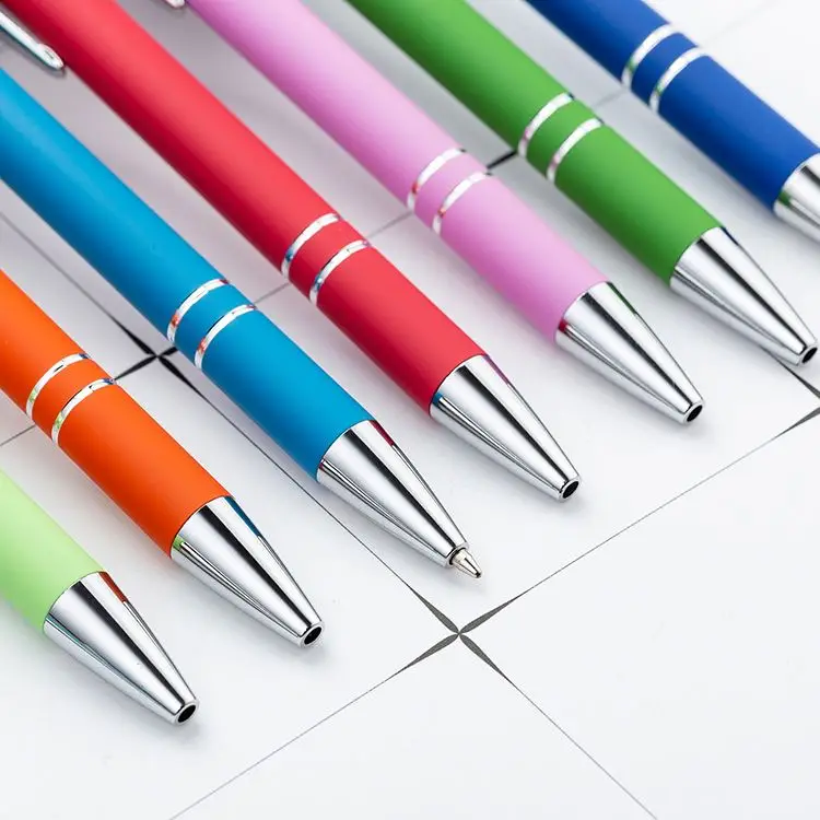 Soft Cover Promotional Metal Rubberized Ballpoint Pen Aluminum Touch Stylus Logo Pen With Custom Engraved Name