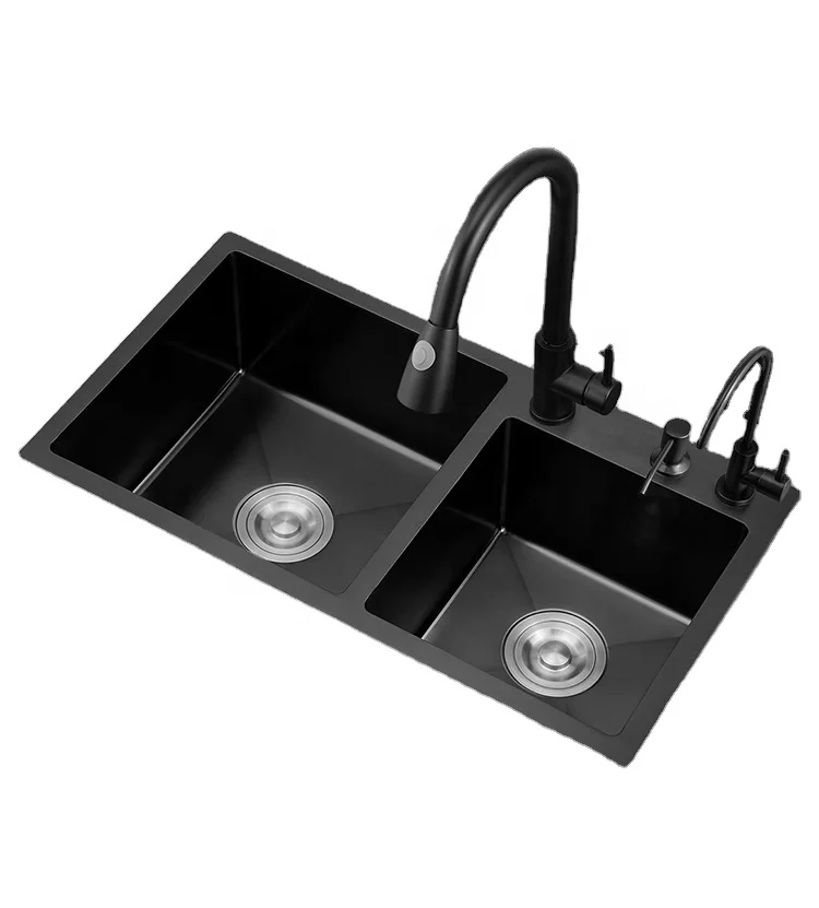 Restaurant Double Bowl Kitchen 304/201 Stainless Steel Sink with drainboard