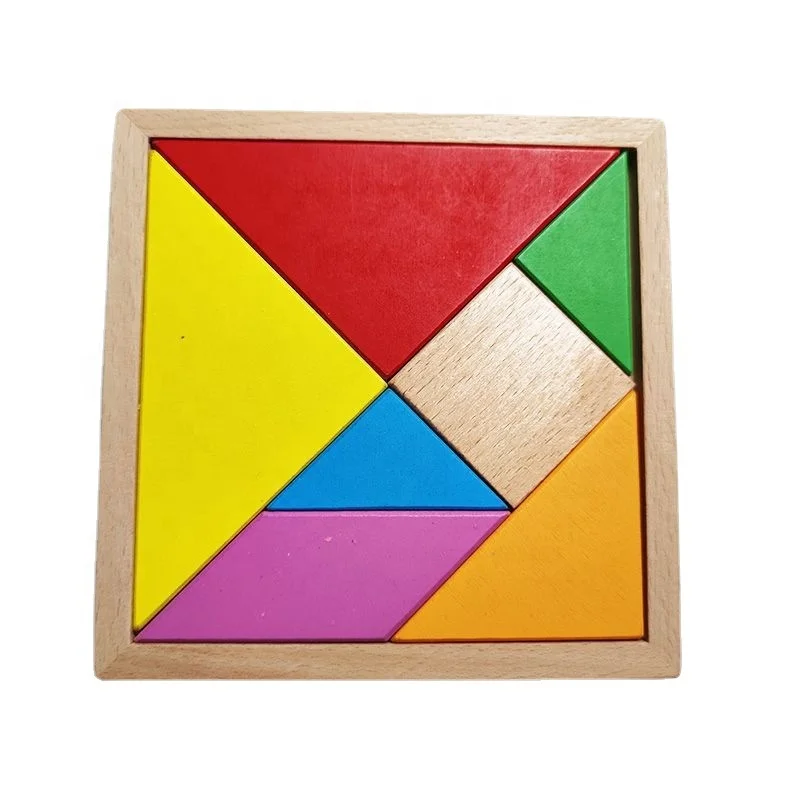 7 Pieces Colorful Educational Toys Wooden Pattern Blocks Games Wood Jiagsaw Puzzle Tangram For Kids