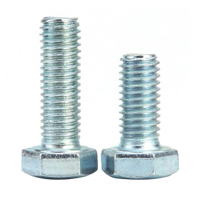 Chinese factory inventory full thread metric external hex head bolt M8 grade 8.8 blue white zinc High quality hex bolts