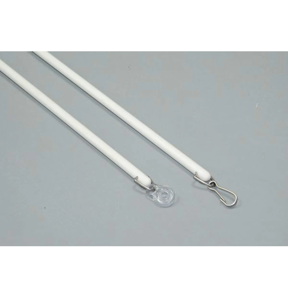 high quality fiberglass curtain rod with hook and end cap, white curtain rod finials