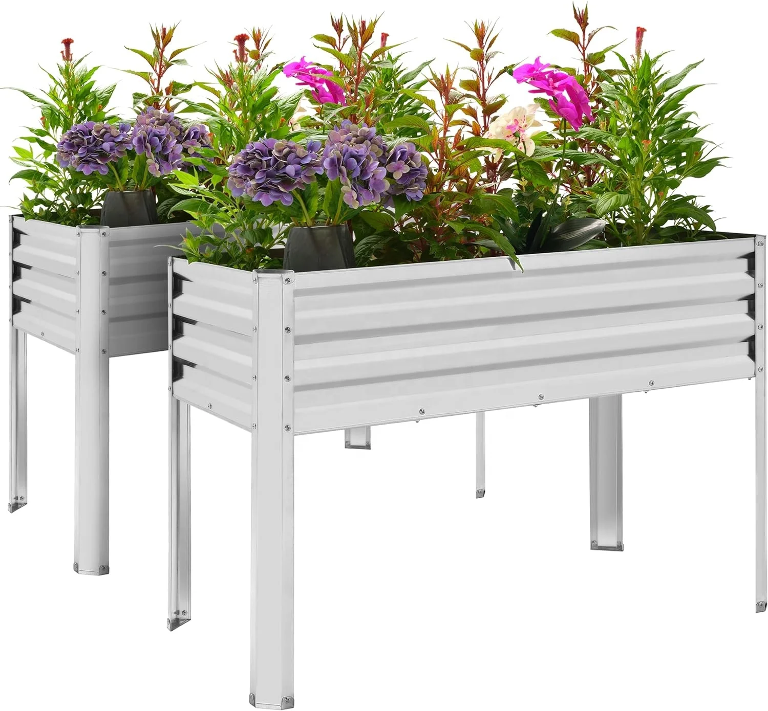 Metal Elevated Raised Planter Box for Vegetables Flowers Herbs, Garden Boxes Outdoor for Backyard