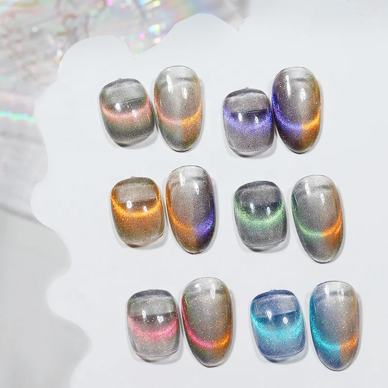 9D Laser Cat Magnetic Gel OEM 15ml/10ml/8ml Wholesale Nail Cat Eye Polish Glue Nail Art Shiny Varnish UV Gel For Nail Art Design
