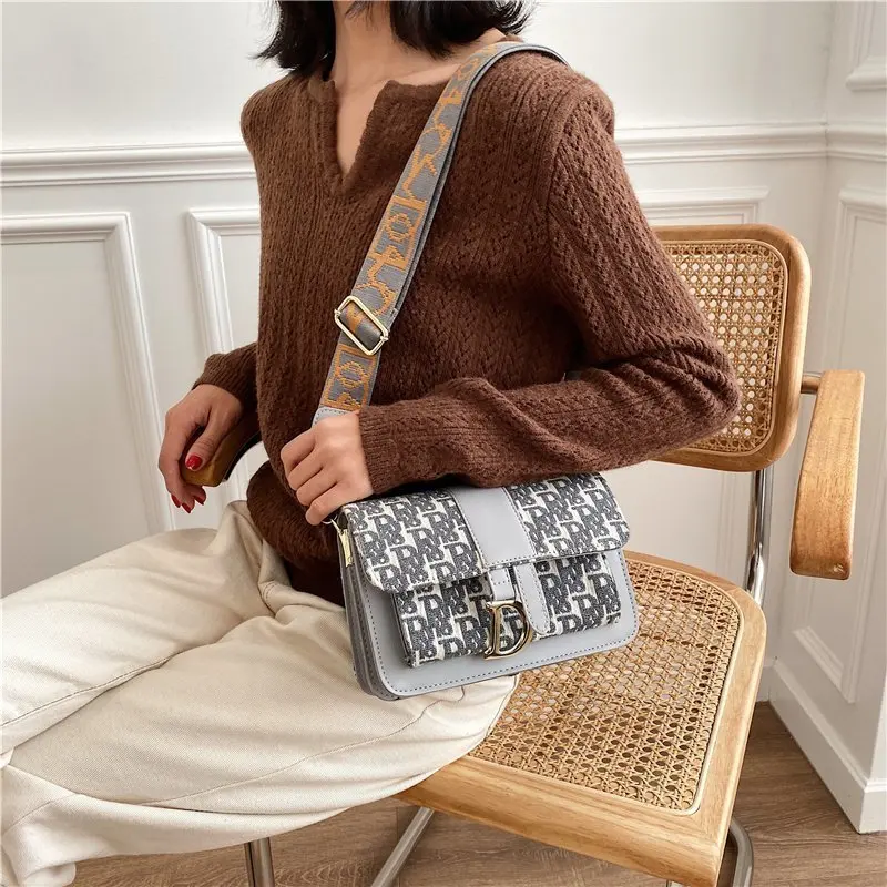 Newest ladies Designer Letter Wide Shoulder Strap Purse bolsos de mano bolsa feminina luxury famous brand name handbag for women