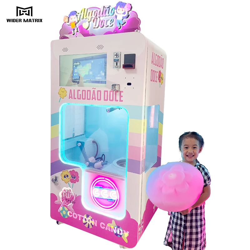 Commercial Fully Automatic Cotton Candy Vending Machine Factory Custom with Multiple Payment Methods